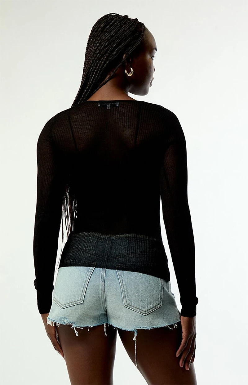 WEWOREWHAT Sheer Long Sleeve Top