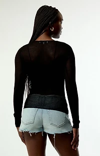 WEWOREWHAT Sheer Long Sleeve Top