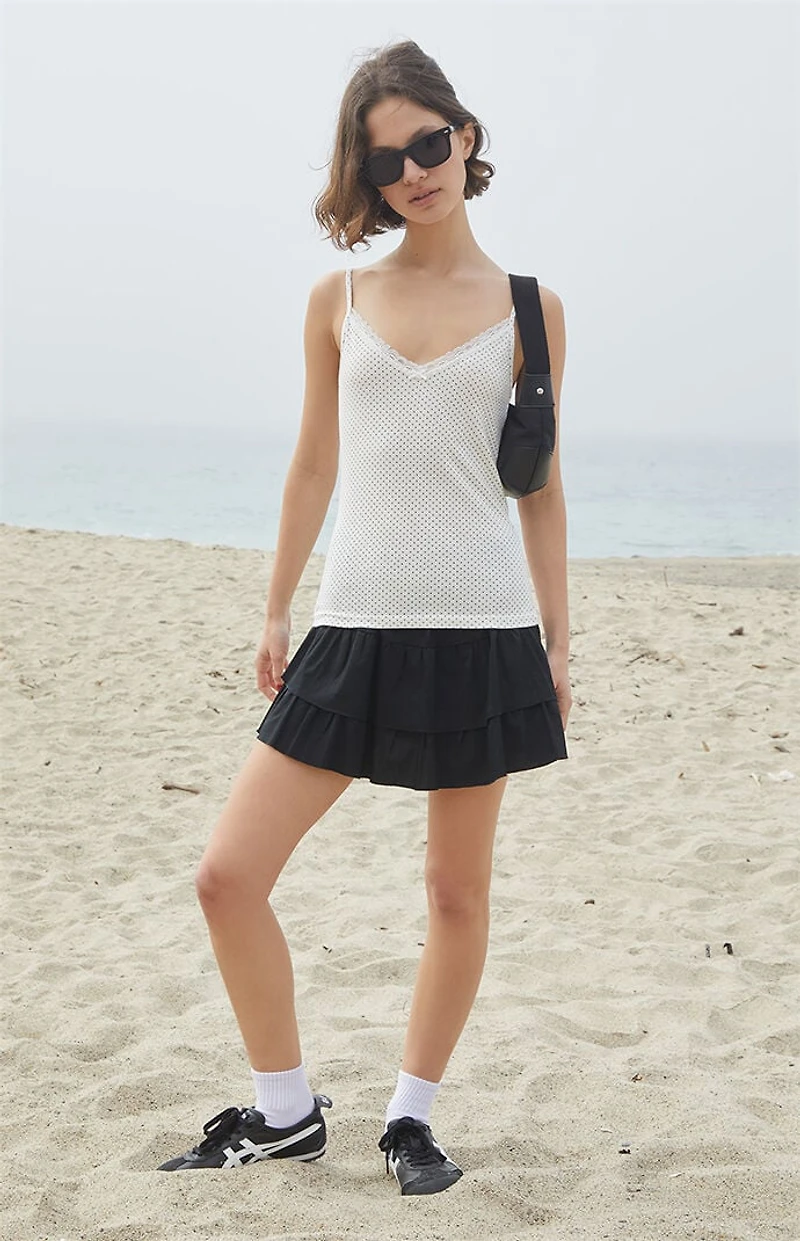 John Galt White & Black Polka Dot Nicolette Tank Top