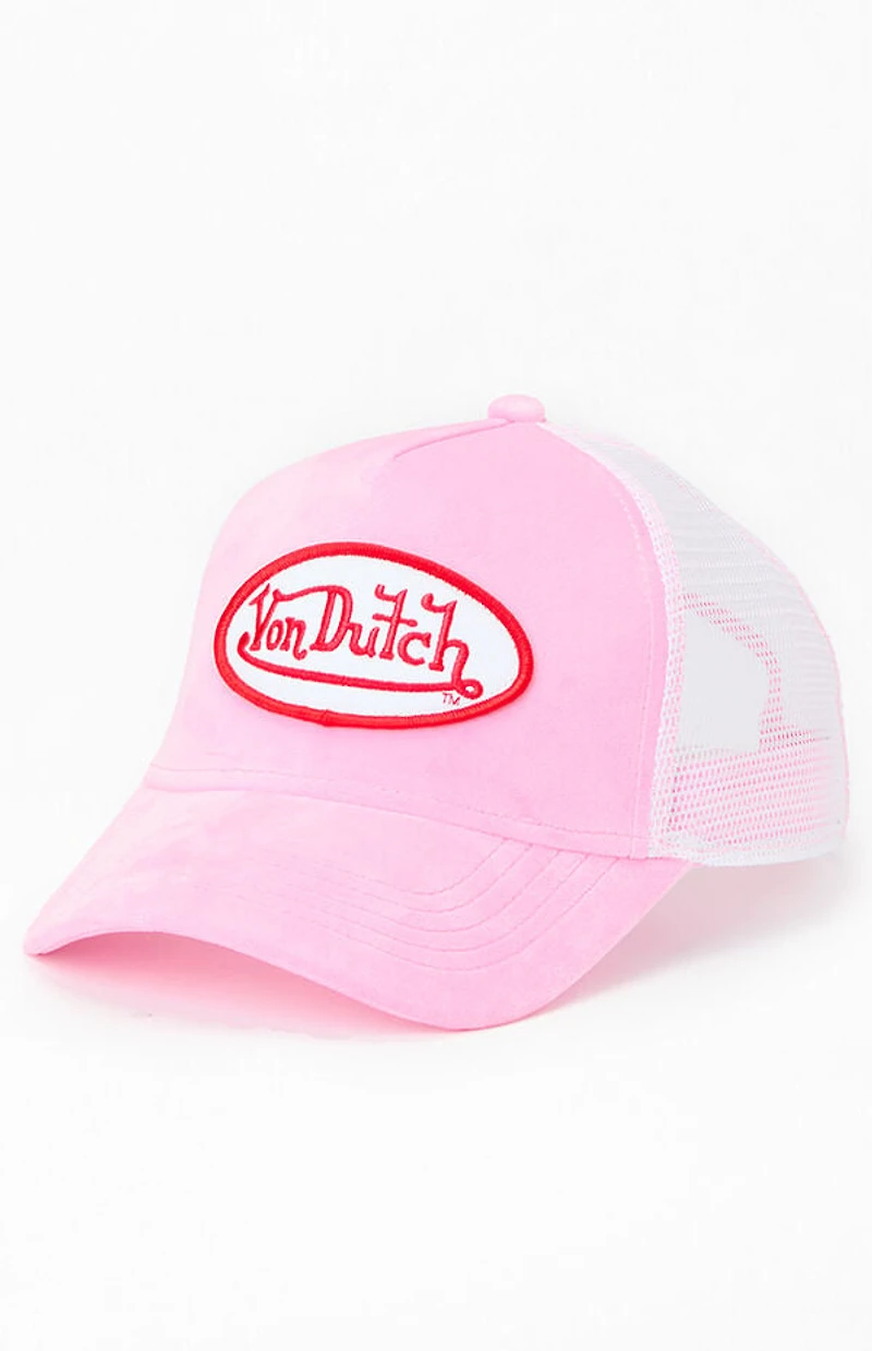 Von Dutch Pink Velvet Trucker Hat