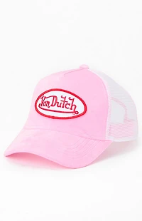 Von Dutch Pink Velvet Trucker Hat