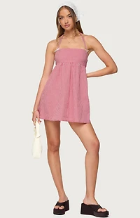 Edikted Rina Gingham Halter Mini Dress
