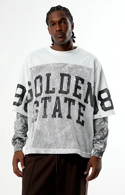 Pacsun Golden State Mesh Jersey 2fer Long Sleeve T-Shirt