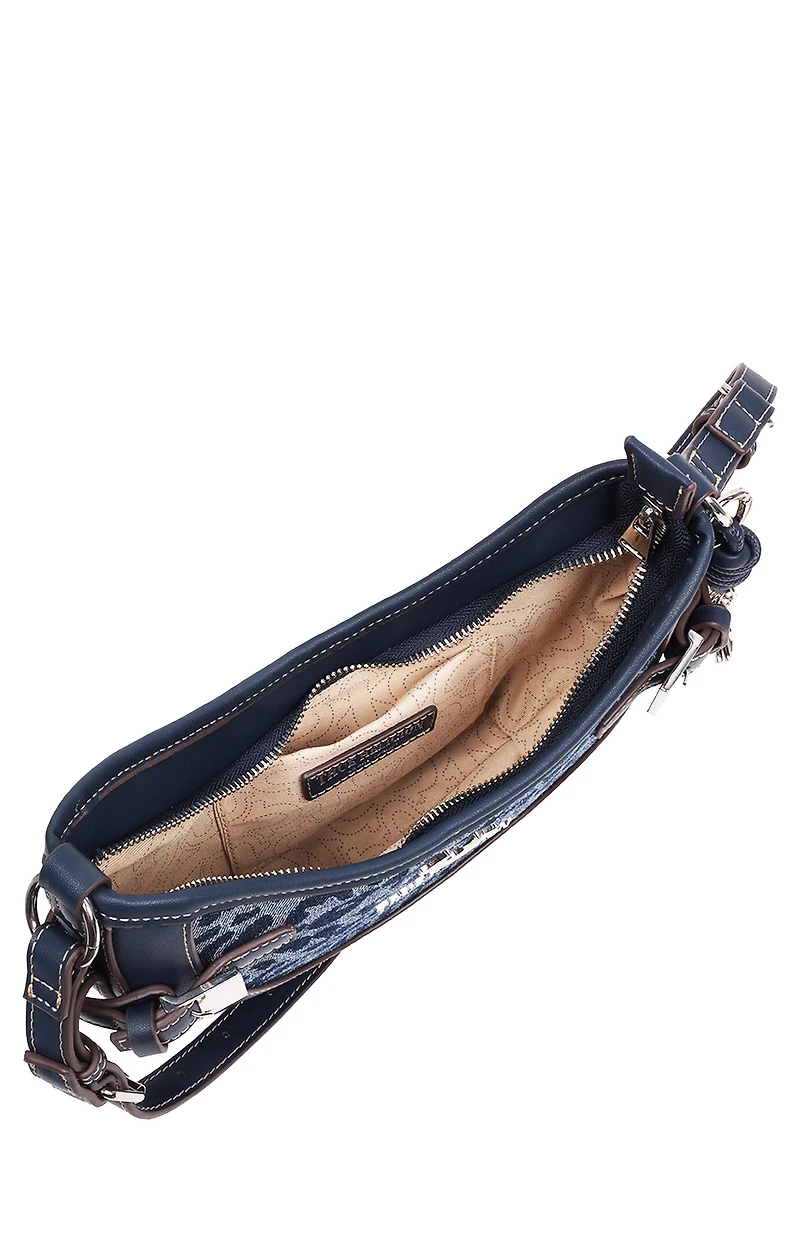 True Religion Blake Leopard Denim Belted Hobo Bag