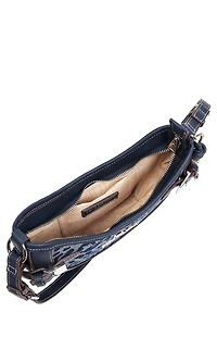 True Religion Blake Leopard Denim Belted Hobo Bag