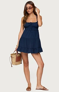 Edikted Sontana Ruched Tiered Mini Dress