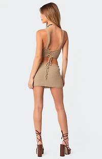 Edikted Baeside Crochet Mini Skirt