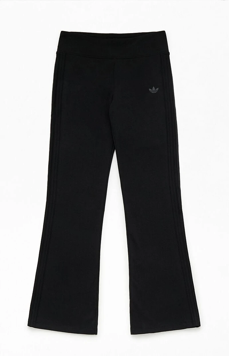 adidas Kids Black 3 Stripe Flare Pants