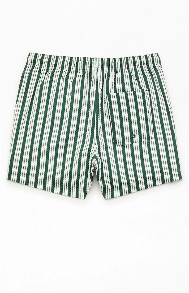 Pacsun Green Beach Striped 4.5 Swim Trunks