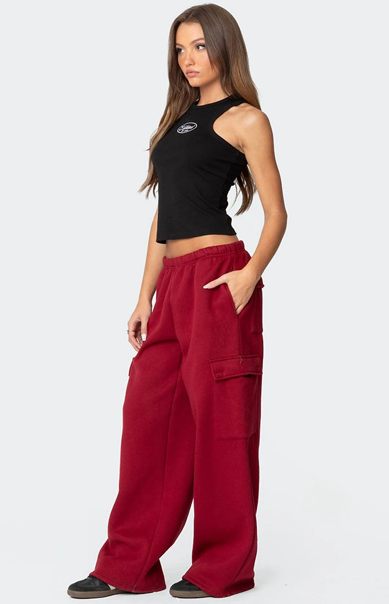 Edikted Wide Leg Cargo Sweatpants