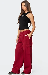 Edikted Wide Leg Cargo Sweatpants