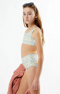 Pacsun Kids Rose Plaid Tank & High Waisted Bikini Set