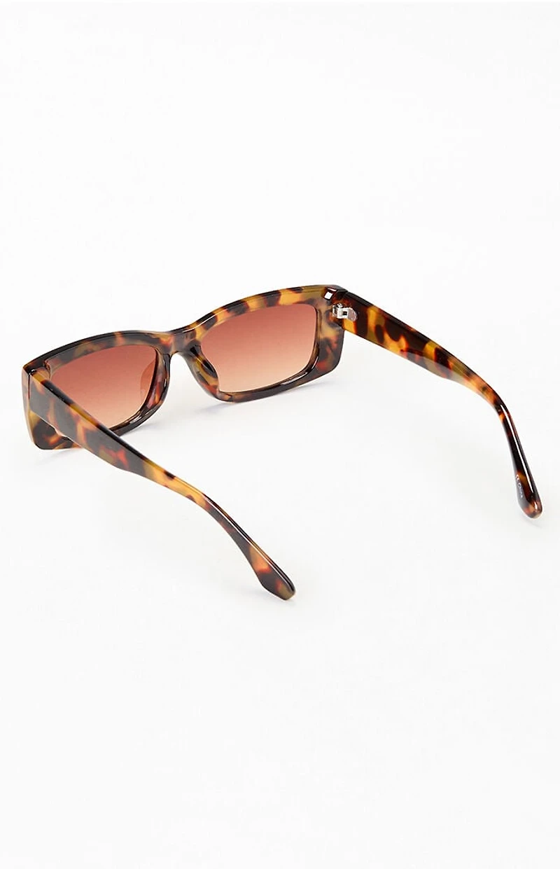 Pacsun Tortoiseshell Chloe Plastic Rectangle Sunglasses
