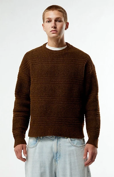 Pacsun Brown Allan Jacquard Crew Neck Sweater