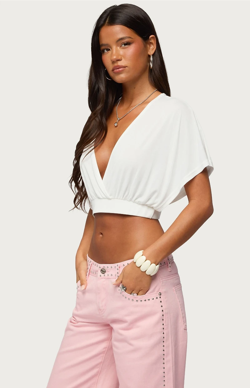 Edikted Candela V-Neck Cropped Top