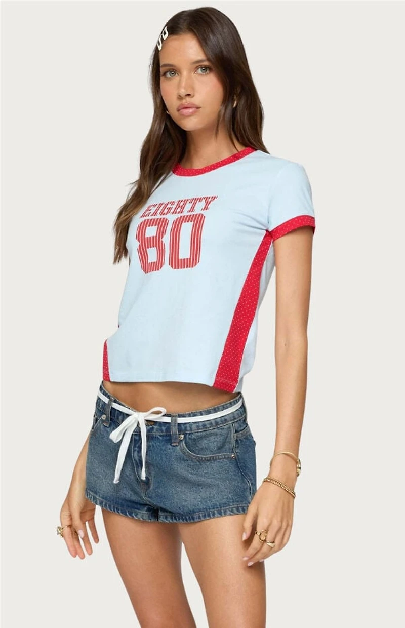 Edikted Eighty Polka Dot Contrast T-Shirt