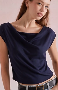 Beverly and Beck Draped Cowl Neck Top