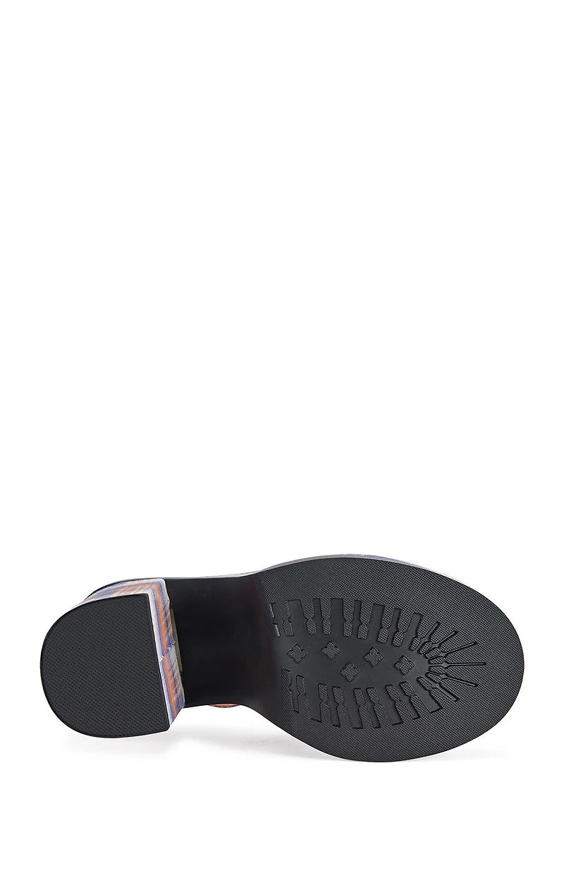 AZALEA WANG Women's Jaetyn Orange Plaid Platform Sandals