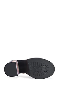 AZALEA WANG Women's Jaetyn Orange Plaid Platform Sandals