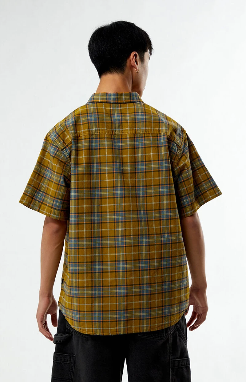 Vans Tan Lawson Plaid Linen Button Down Shirt