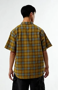 Vans Tan Lawson Plaid Linen Button Down Shirt