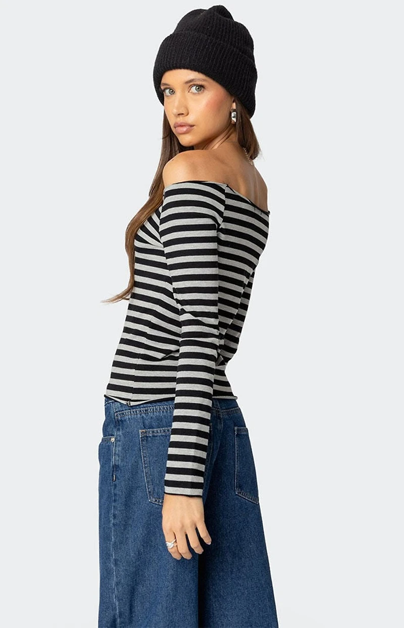 Edikted Nelligan Striped Off Shoulder Top