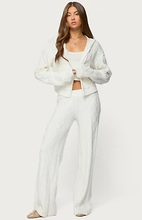 Edikted Louise Cable Knit Hooded Cardigan