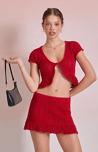 Beverly and Beck Elenah Crochet Drop Waist Mini Skirt