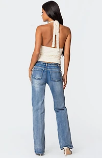 Edikted Bootcut Washed Low Rise Jeans
