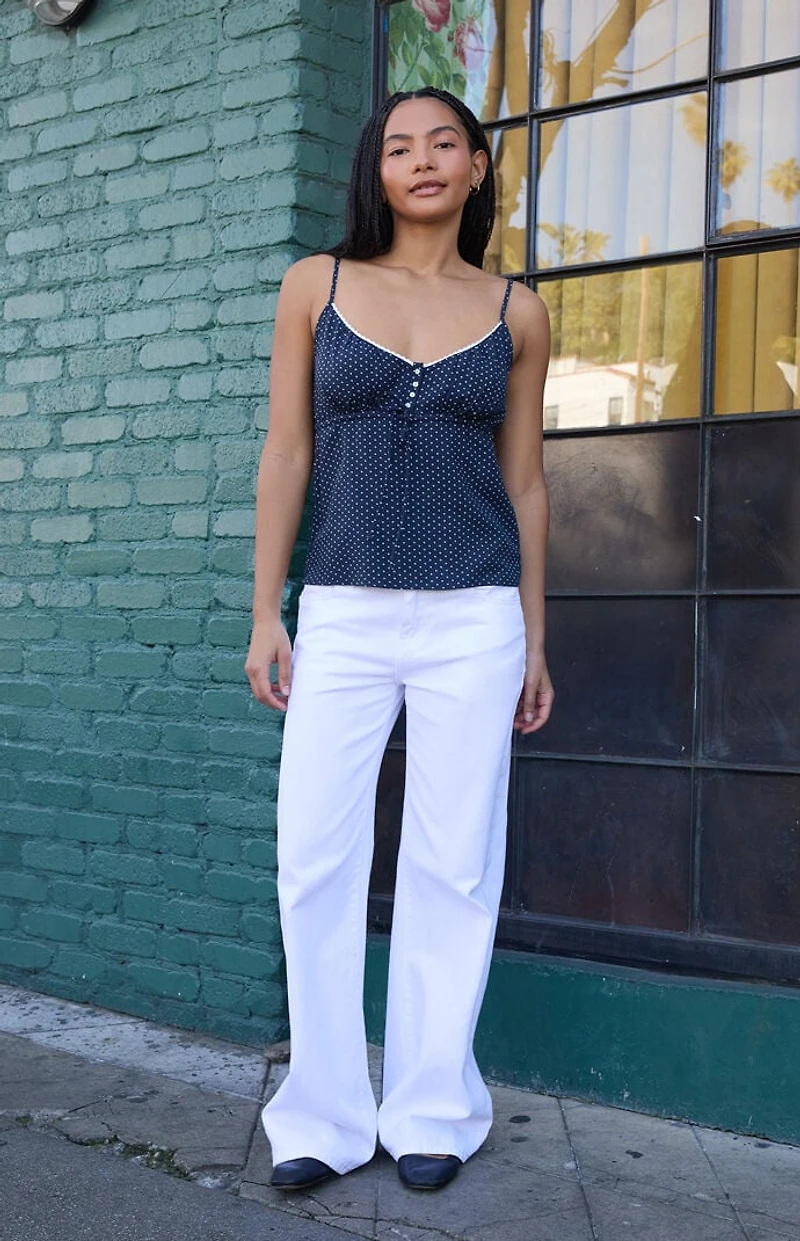 John Galt Navy Polka Dot Tiffany Tank Top