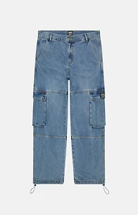 WeSC Medium Blue Baggy Denim Cargo Pants