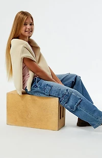 Pacsun Kids Medium Indigo Baggy Cargo Jeans