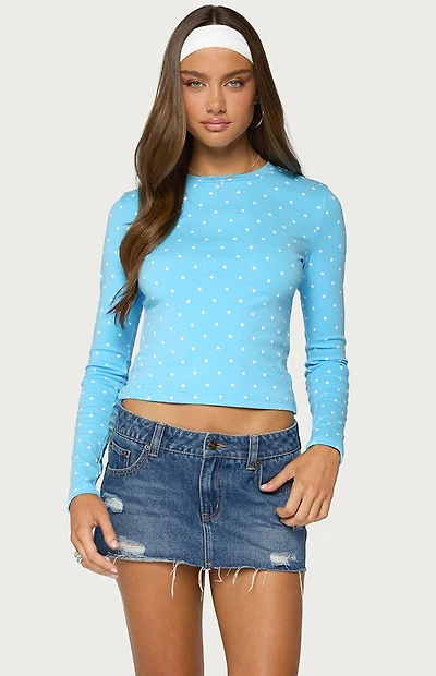 Edikted Daliya Polka Dot Long Sleeve Top