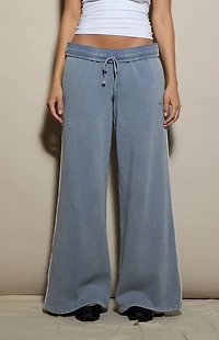 Pacsun Blue Contrast Piping Ultra Soft Fleece Baggy Sweatpants