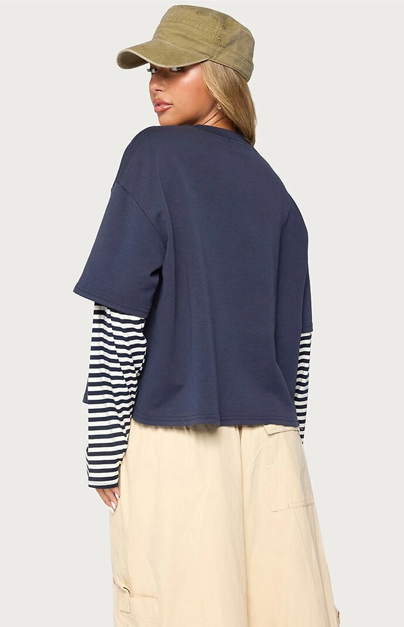 Edikted Nacie Layered Striped Long Sleeve T-Shirt