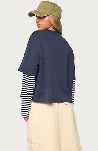 Edikted Nacie Layered Striped Long Sleeve T-Shirt
