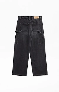 Pacsun Kids Black Studded Knee Baggy Carpenter Pants