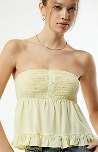 Your Favorite Plaid Strapless Button Up Top