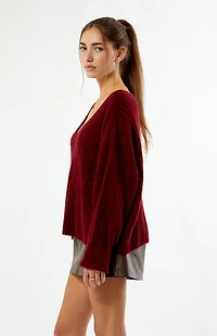 Beverly and Beck Ginger V-Neck Fuzzy Sweater
