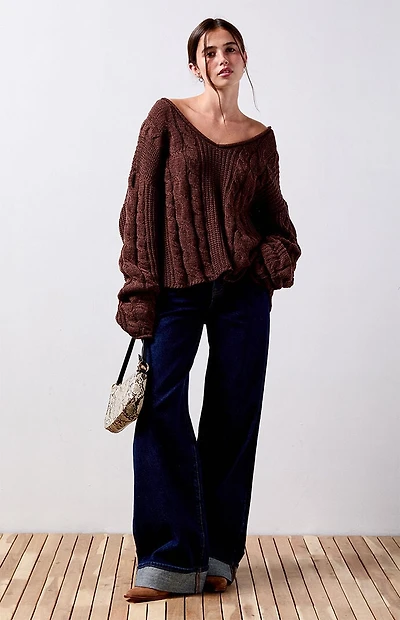 Your Favorite Laney V-Neck Cable Knit Sweater
