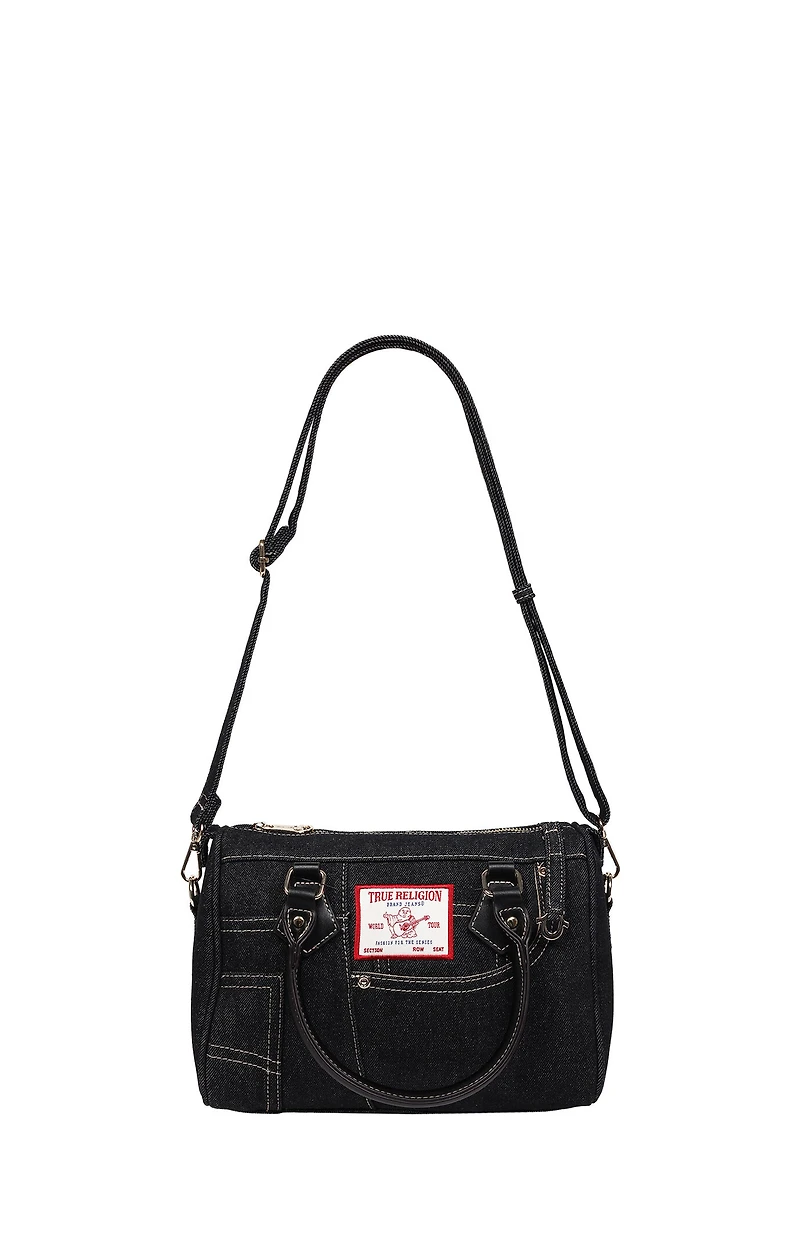 True Religion Black Denim Heritage Satchel Bag