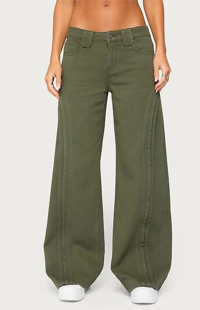 Edikted Pascale Stitched Low Rise Wide Leg Jeans