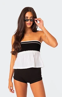 Edikted Rena Ribbed Peplum Tube Top