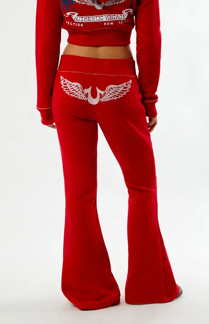 True Religion Crystal Wing Big T Flare Sweatpants