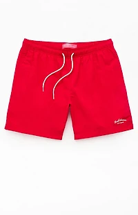 Pacsun Red Collegiate 6.5" Swim Trunks