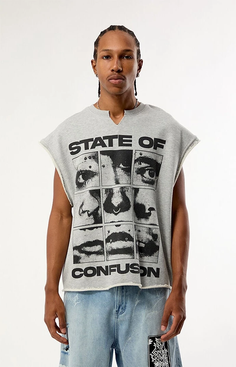 Pacsun State of Confusion Cut-Off Muscle Sweatshirt