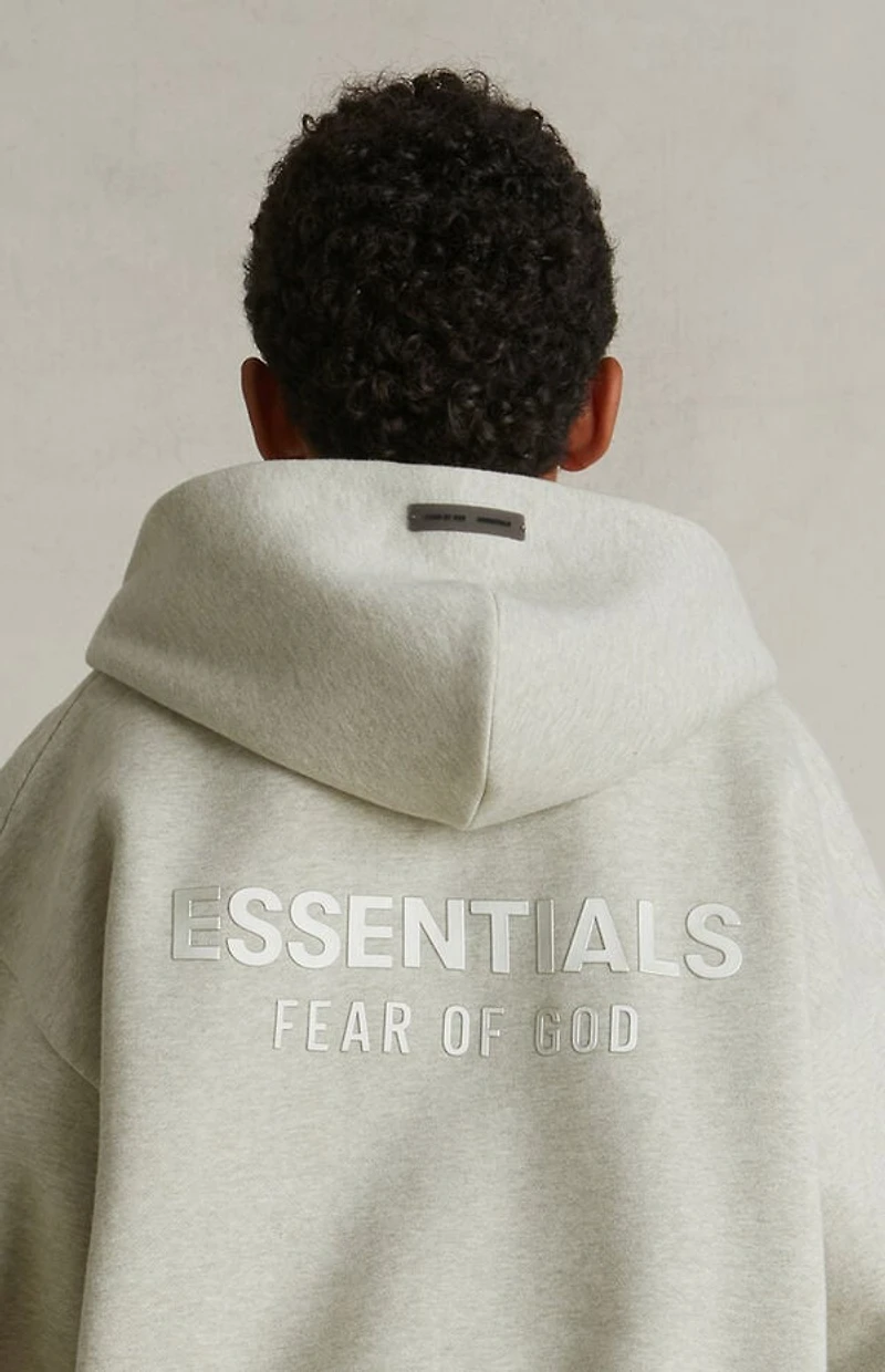 Fear of God ESSENTIALS Kids Heather Stone Full Zip Fleece Hoodie