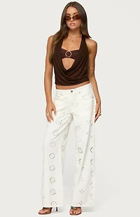 Edikted Issey Layered Bra Cowl Neck Top