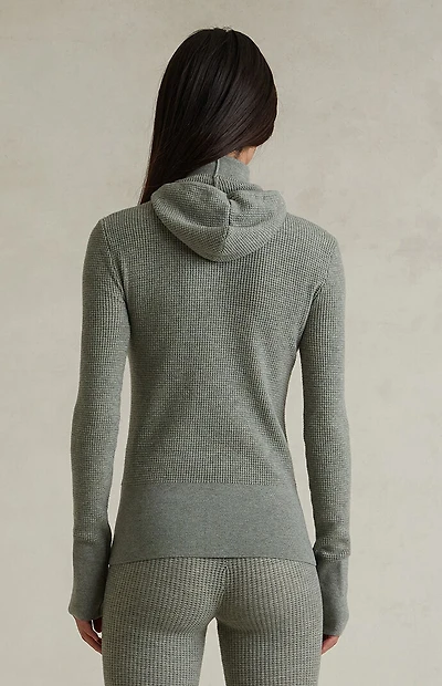 Fear of God ESSENTIALS Women’s Concrete Heather Waffle Knit Tight Hooded Sweater