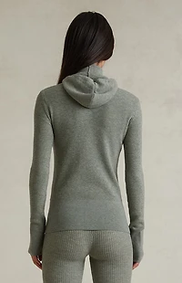 Fear of God ESSENTIALS Women’s Concrete Heather Waffle Knit Tight Hooded Sweater